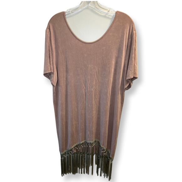 POL, Open-Back Fringe Dress, M, Tan Distress, Criss Cross - Picture 12 of 12